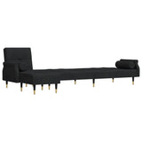 L-shaped Sofa Bed Black 271x140x70 cm Velvet - Top-Down View