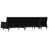 L-shaped Sofa Bed Black 271x140x70 cm Velvet - 45-Degree Angle