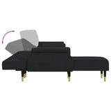 L-shaped Sofa Bed Black 271x140x70 cm Velvet - Rear View