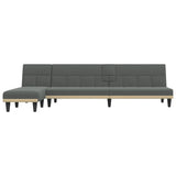 L-shaped Sofa Bed Dark Grey 255x140x70 cm Fabric - Side View