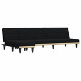 L-shaped Sofa Bed Black 255x140x70 cm Fabric - Front View