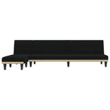 L-shaped Sofa Bed Black 255x140x70 cm Fabric - Side View