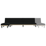 L-shaped Sofa Bed Black 255x140x70 cm Fabric - Close-Up Angle