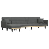 L-shaped Sofa Bed Dark Grey 275x140x70 cm Fabric - Front View