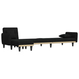 L-shaped Sofa Bed Black 275x140x70 cm Fabric - 45-Degree Angle