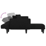 L-shaped Sofa Bed Black 275x140x70 cm Fabric - Close-Up Angle
