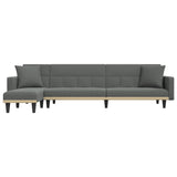 L-shaped Sofa Bed Dark Grey 275x140x70 cm Fabric - Side View