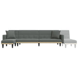L-shaped Sofa Bed Dark Grey 275x140x70 cm Fabric - Close-Up Angle