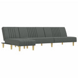 L-shaped Sofa Bed Dark Grey 255x140x70 cm Fabric - Front View