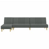 L-shaped Sofa Bed Dark Grey 255x140x70 cm Fabric - Side View