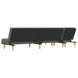 L-shaped Sofa Bed Dark Grey 255x140x70 cm Fabric - 45-Degree Angle
