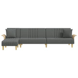L-shaped Sofa Bed Dark Grey 279x140x70 cm Fabric - Side View