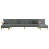 L-shaped Sofa Bed Dark Grey 279x140x70 cm Fabric - Close-Up Angle