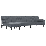L-shaped Sofa Bed Dark Grey 260x140x70 cm Velvet - Front View