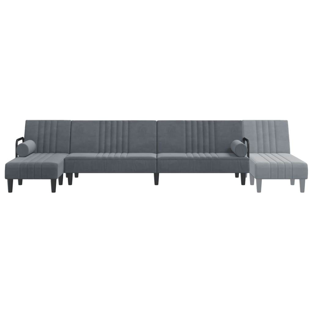 L-shaped Sofa Bed Dark Grey 260x140x70 cm Velvet