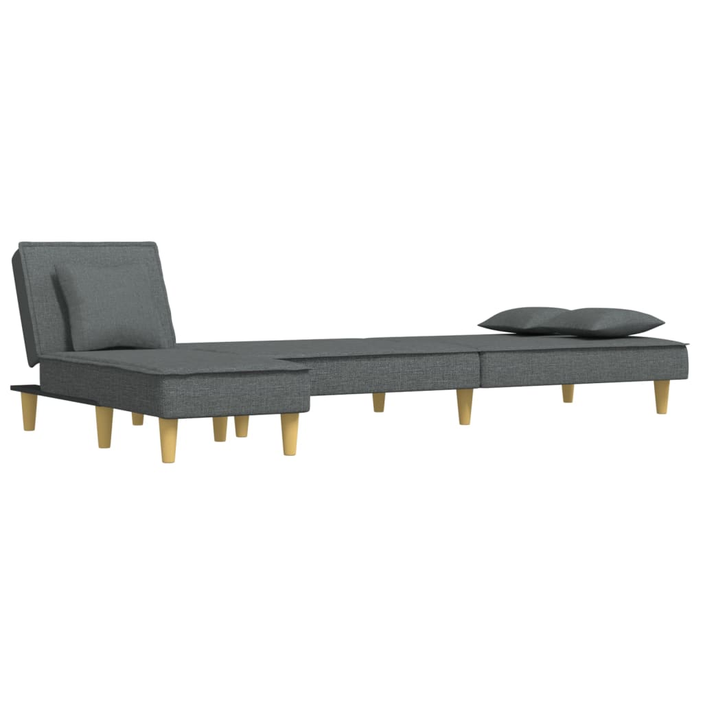L-shaped Sofa Bed Dark Grey 255x140x70 cm Fabric