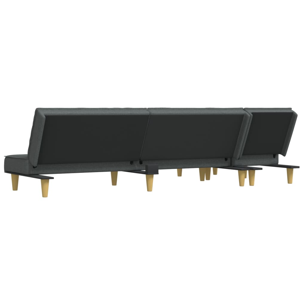 L-shaped Sofa Bed Dark Grey 255x140x70 cm Fabric