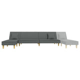 L-shaped Sofa Bed Dark Grey 255x140x70 cm Fabric - Close-Up Angle