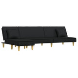 L-shaped Sofa Bed Black 255x140x70 cm Fabric - Front View