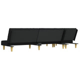 L-shaped Sofa Bed Black 255x140x70 cm Fabric - 45-Degree Angle