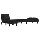 L-shaped Sofa Bed Black 255x140x70 cm Velvet - Top-Down View