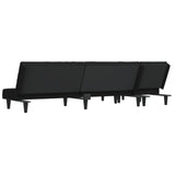 L-shaped Sofa Bed Black 255x140x70 cm Velvet - 45-Degree Angle