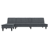 L-shaped Sofa Bed Dark Grey 255x140x70 cm Velvet - Side View