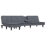 L-shaped Sofa Bed Dark Grey 255x140x70 cm Velvet - Top-Down View