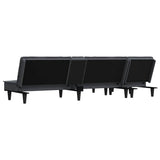 L-shaped Sofa Bed Dark Grey 255x140x70 cm Velvet - Rear View