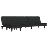 L-shaped Sofa Black 255x140x70 cm Velvet - Front View