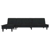L-shaped Sofa Black 255x140x70 cm Velvet - Side View