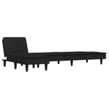 L-shaped Sofa Black 255x140x70 cm Velvet - 45-Degree Angle