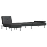 L-shaped Sofa Bed Black 255x140x70 cm Faux Leather - 45-Degree Angle