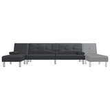 L-shaped Sofa Bed Black 255x140x70 cm Faux Leather - Low Angle