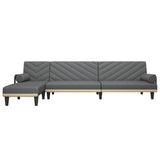 L-shaped Sofa Bed Dark Grey 260x140x70 cm Fabric - Side View