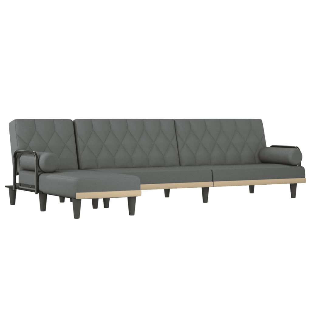L-shaped Sofa Bed Dark Grey 260x140x70 cm Fabric