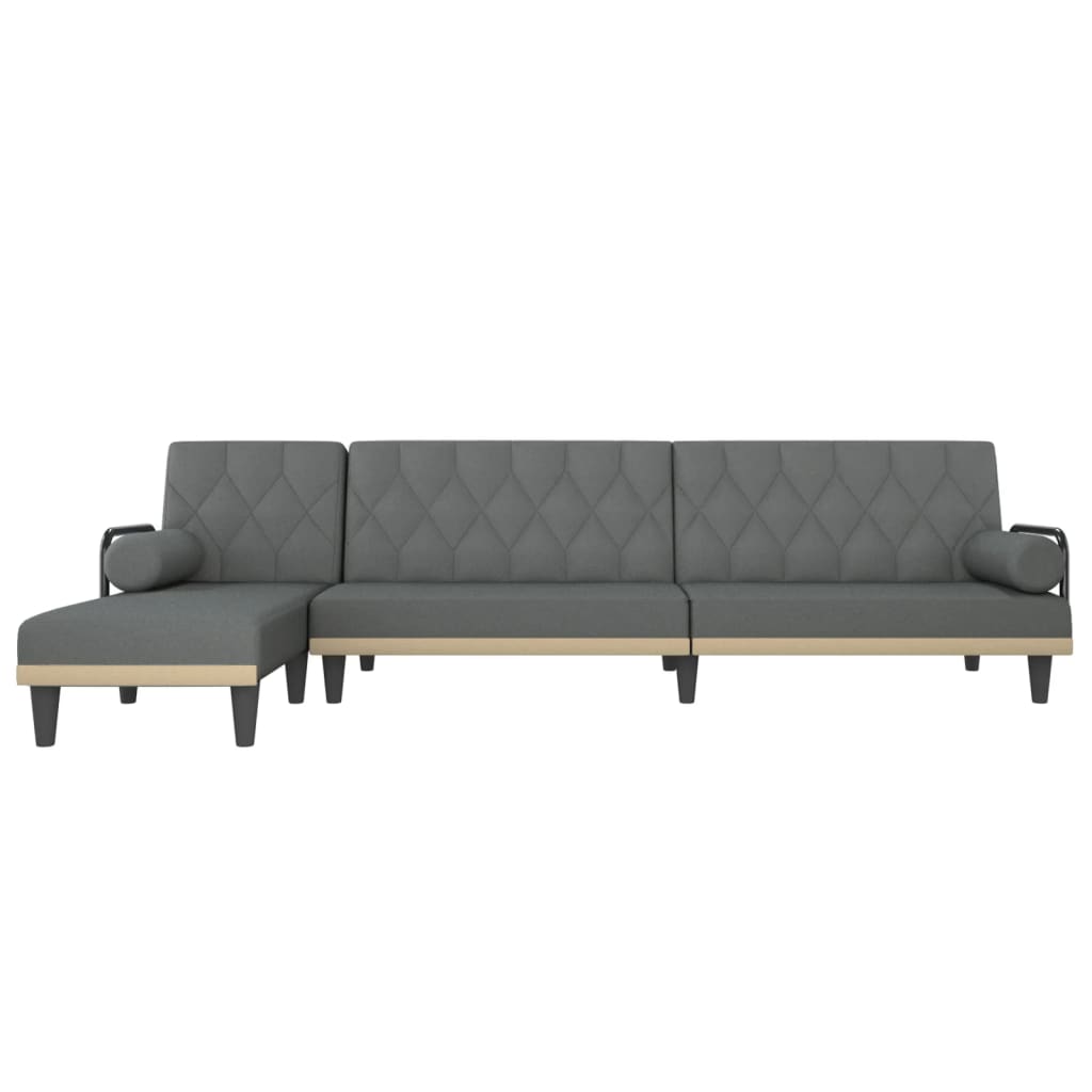 L-shaped Sofa Bed Dark Grey 260x140x70 cm Fabric