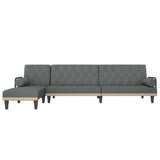L-shaped Sofa Bed Dark Grey 260x140x70 cm Fabric - Side View