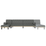 L-shaped Sofa Bed Dark Grey 260x140x70 cm Fabric - Close-Up Angle