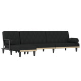L-shaped Sofa Bed Black 260x140x70 cm Fabric - Front View