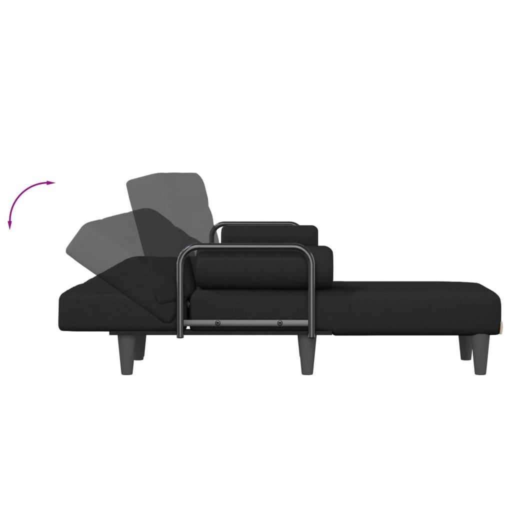 L-shaped Sofa Bed Black 260x140x70 cm Fabric