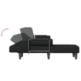 L-shaped Sofa Bed Black 260x140x70 cm Fabric - Rear View