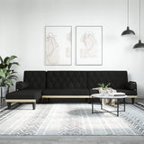 L-shaped Sofa Bed Black 260x140x70 cm Fabric