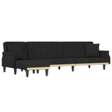 L-shaped Sofa Bed Black 271x140x70 cm Velvet - Front View