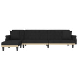 L-shaped Sofa Bed Black 271x140x70 cm Velvet