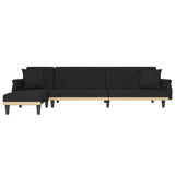 L-shaped Sofa Bed Black 271x140x70 cm Velvet - Side View