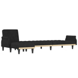 L-shaped Sofa Bed Black 271x140x70 cm Velvet - Top-Down View