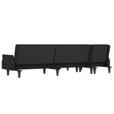 L-shaped Sofa Bed Black 271x140x70 cm Velvet - 45-Degree Angle