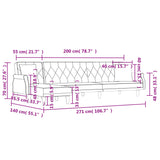 L-shaped Sofa Bed Black 271x140x70 cm Velvet