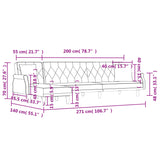 L-shaped Sofa Bed Black 271x140x70 cm Velvet - Extra Image